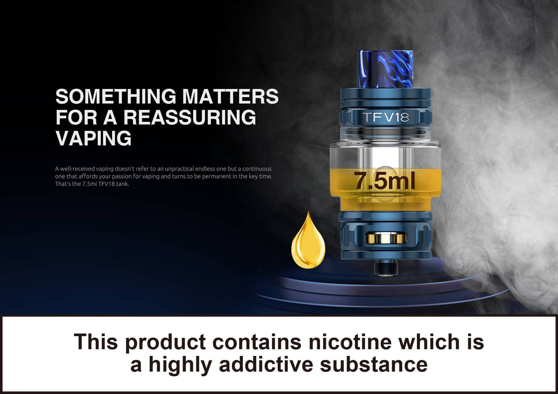 Smok Morph 2 TFV18 Atomizer ile 7,5 ML Likit Haznesine Sahiptir.